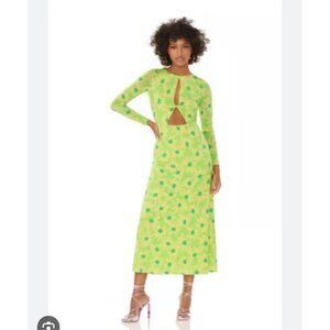 NWT AFRM Lime Green Yellow Floral Long Sleeve Jodi Dress L